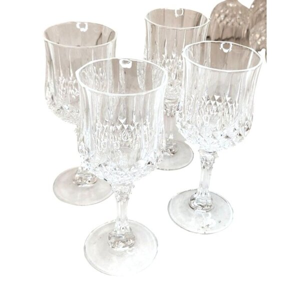 Vintage Crystal Wine Glasses Set Of 4 6.5'' tall Cristal D'Arques-Durand Longcha - Picture 2 of 15